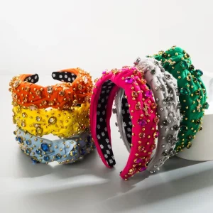 European and American Style Luxury Women Rhinestone Beaded Headbands Top Knotted Dinner Headband Girls Hair Accessories