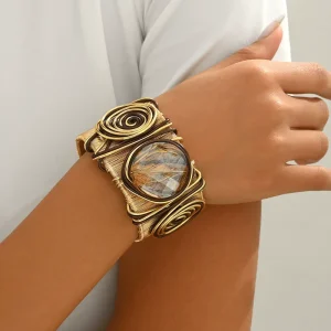 European and American Style Versatile Fashion Bracelet for Women Personalized Thread Inlaid Gemstone Design Bangles