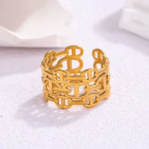 European and American Women’s Fashion Rings Hip Hop Style Stainless Steel Open Back Rings