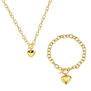 European and American cross-border personalized thick chain heart OT buckle bracelet high-end fashion necklace