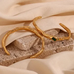 European and American fashion niche personalized jewelry stainless steel open irregular rectangular zircon bracelet
