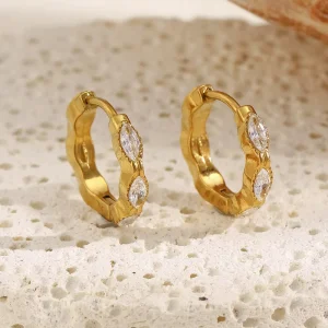 European and American fashionable and elegant niche earrings stainless steel mini marquise zircon ear clips