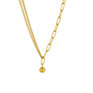 European and American round bead splicing womens non fading simple and versatile stainless steel pendant necklace