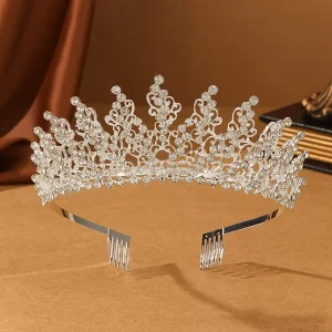 European style Alloy White Quartz Cross border Crown Wedding Princess Party Coronas Grandes Hair Accessories Tiaras Y Coronas