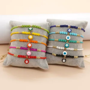 Evil Eye Colorful Crystal Beaded Bracelet Women Pulsera Jewelry Fashion Boho Handmade String Miyuki Beads Bracelet