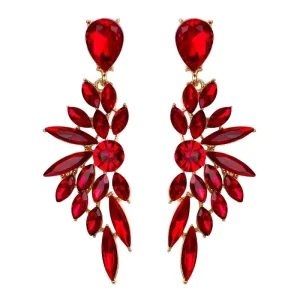 Exaggerated Geometric Chandelier Cluster Crystal Rhinestone Statement Drop Earrings 18K Gold Plated Zinc Alloy for Prom Wedding