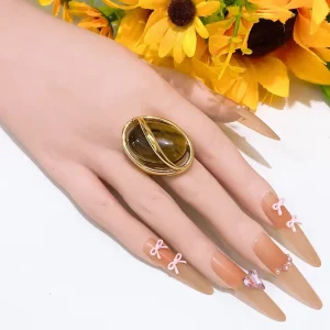 Exaggerated Hollow Large Alloy Ring Gold Plated Smooth Fashion Ring