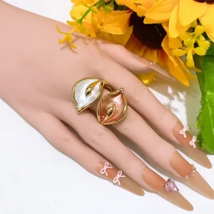 Exaggerated Hollow Large Ring Alloy Gold Plated Smooth Fashion Ring