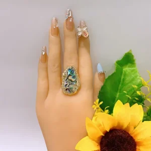 Exaggerated Hollow Large Ring Alloy Gold Plated Smooth Fashion Ring
