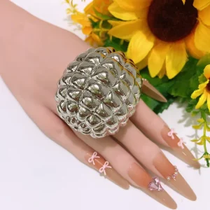 Exaggerated Hollow Large Ring Alloy Gold Plated Smooth Fashion Ring