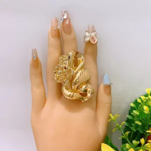 Exaggerated Irregular Twist Gold Plated Open Ring for Women Vintage Sculpture Texture Adjustable Finger Ring Trendy Jewelry Gift