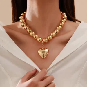 Exaggerated Large Round Bead Punk Collar Collarbone Chain Geometric Bead Necklace Women’s Bead Necklace