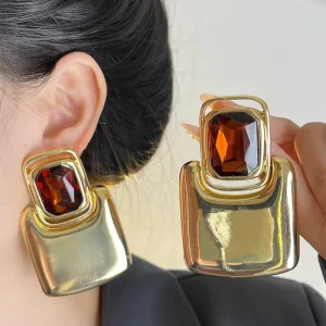 Exaggerated Mirror like Metallic Large Earrings Luxurious and High end Heavy duty Earrings