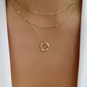 Exaggerated Necklaces Circular Pendants Fashionable Alloy Necklaces Hip hop Personalized Necklaces Metal Women’s Accessories