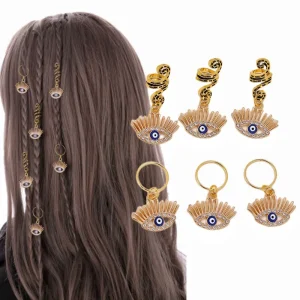 Exaggerated Snake Shape Evil Eye Pendant Hair Chain Dreadlocks Braided Hair Accessories for Woman