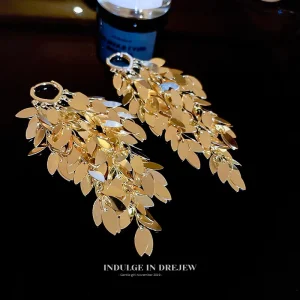 Exaggerated Tassel Earrings Light Luxury High End Fashion Earrings Temperament Wheat Ear Pendants for Women