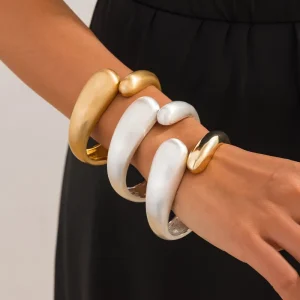 Exaggerated Water Drop Shape Stackable Bangle Bracelets for Women
