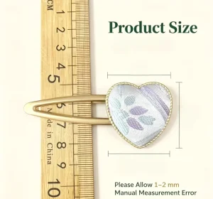 Exclusive Custom Zhuang Brocade Hand Woven Gold Framed Heart Geometric Pattern Hairpin Grip for Women With Folk Art