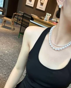 Exclusive Design Noble Lady Full Round High Gloss White Pearls Uniform Round White Pearl Choker Necklace
