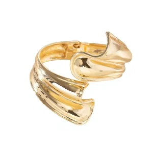Exotic Irregular Pleated Electroplated Alloy Bangle Jewelry