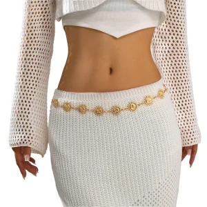 Exotic Style Waist Chain with Dress European and American Bohemian Sunflower Metal Retro Waist Chain