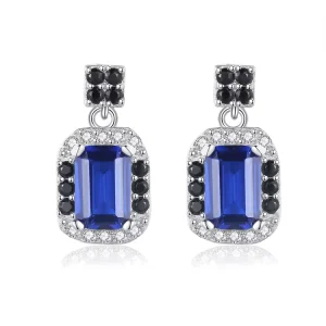 Exquisite 925 Sterling Silver Rhinestone Zircons Women Fashion Retro Gemstone Diamond Earrings
