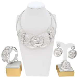 Exquisite Brazilian Gold Style Jewelry Set Unique Women Big Style Latest Design Necklace 4 Pieces Accessories