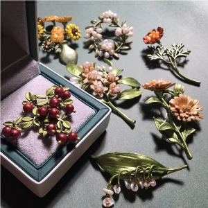 Exquisite Creative Brand Design Flower Brooch Fashion Plant Orange Blossom Brooches Wedding Accessories