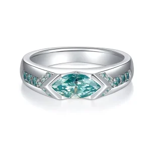 Exquisite Fashion 1 CT Horse Eye Green Moissanite Ring S925 Sterling Silver Couple Lab Diamond Ring