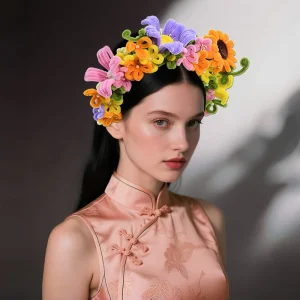 Exquisite Flower Headbands Handmade Velvet Sticks Woven Vibrant Colors Brides Wedding Dance Hair Accessories YXA366