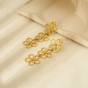 Exquisite Flower Pendant Earrings Stainless Steel Gold plated Pendant Earrings Factory Direct Sales Earrings