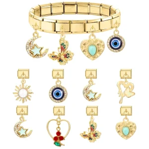 Exquisite Golden Italian Module Bracelet Creative DIY Fashion Charm Accessories with Pendant Cross Border Jewelry