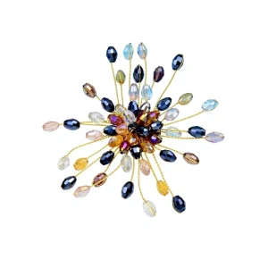 Exquisite Handmade Pearl Crystal Flower Tight Corset Hand Woven Large Crystal Flower Pin Wedding Party Brooch Gift