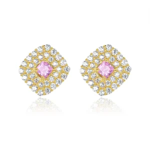 Exquisite Jewelry 925 Sterling Silver Rhinestone Zircon Women Fashion Geometric Gemstone Stud Earrings