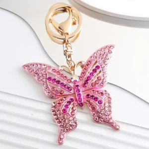 Exquisite Ladies’ Fashion Keychain Bag Decoration Gift Keyring Colorful Rhinestone Butterfly Key Chain