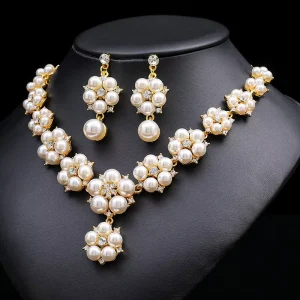 Exquisite Pearl Necklace Earring Set Fashion Trendy Vintage Inspired Jewelry with High End Design for Women