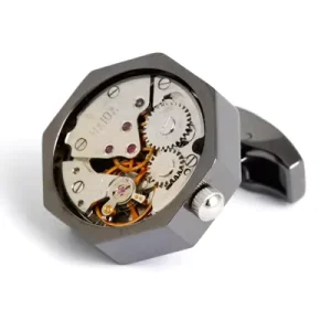 Exquisite Watch Movement Gear Gun Black Men Shirt Fashion Cuff Link
