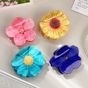 Extra Fashion Elegant Crystal Sunflower Hair Clip Claw Pin Ponytail Shark Clip Sweet Style Women’s Party Hair Accessory Gift