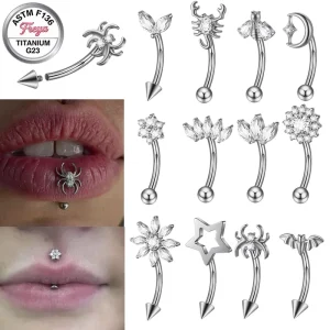 Eyebrow Piercing Titanium Curved Barbell Tiny Eyebrow Ring Labret Lip Jewelry Ear Rook Small Belly Button Ring for Women Men 16g