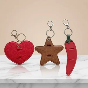 Eyeglasses Holder Clip PU Leather Travel Bag Hanging Sunglasses Holder Keychains