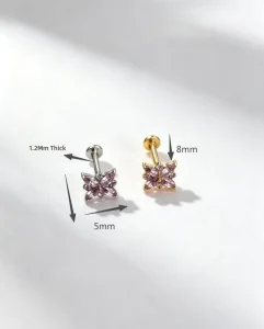 F136 G23 Titanium Cool Sparkly 8-point Star Marquise Zircon Push-in Flat Bar Ear Lip Stud Fashion Piercing Jewelry