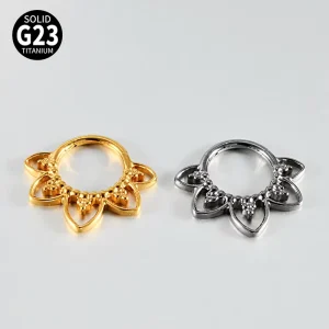 F136 G23 Titanium Exquisite 5-Petal Lotus Seamless Nose Ear Lip Hoop Fashion Piercing Jewelry