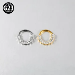F136 G23 Titanium Exquisite Geometric 12 Connected Trapezoid Zircon Seamless Nose Ring Earring Lip Ring Fashion Piercing Jewelry