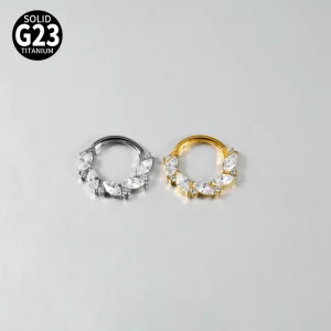 F136 G23 Titanium Exquisite Swirl Prong Set Marquise Zircon Seamless Nose Ring Earring Lip Ring Fashion Piercing Jewelry