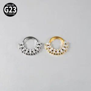 F136 G23 Titanium Light Luxury High end Teardrop and Round Zircon Seamless Nose Ring Earring Lip Ring Fashion Piercing Jewelry