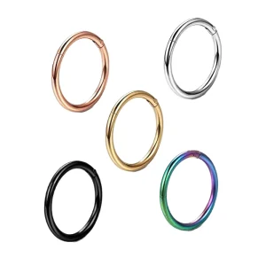 F136 Implant Grade Titanium Seamless Hinged Segment Ring Nose Septum Ring Earrings for Women Men Fashion Body Piercing Jewelry