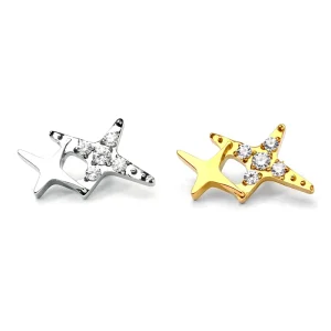 F136 Titanium 18K Gold Plated Zircon Body Jewelry Ear Bone Nail Puncture Geometric Shape Office Career Wedding