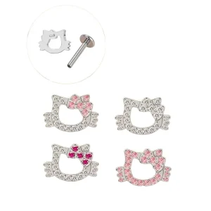 F136 Titanium Gold Plated Cute Girl Stud Earrings With 5A Zirconia KT Cat Ear Design Cartilage Piercing Wedding Jewelry