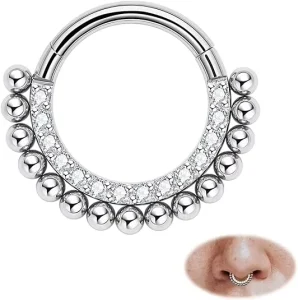 F136 Titanium Nose Ring Inlaid With Zircon Welding Ball Ear Bone Ring Body Piercing Jewelry Earrings