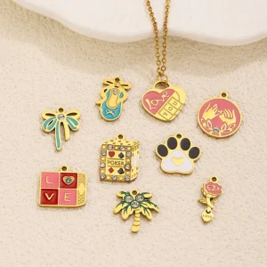 F268 Fruits Milk Enamel Minimalist Delicate Fashion Stainless Steel Jewelry Charms Coconut Paw Design Accessories